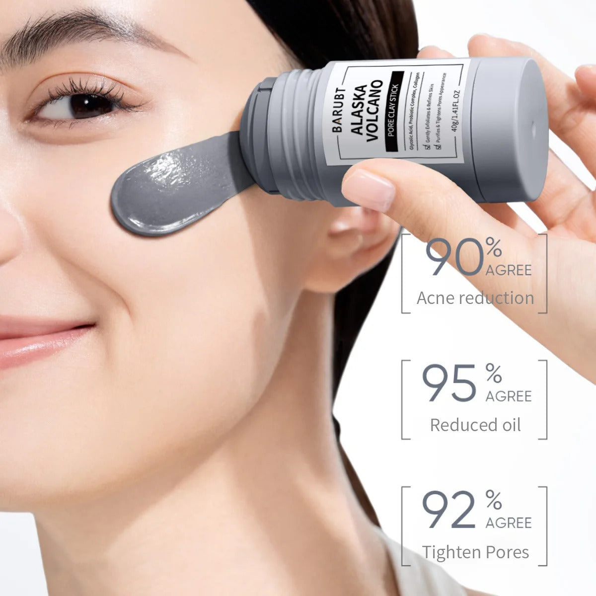 SKINTIFIC Alaska Volcano Pore Clay Stick Cleansing Blackhead Remover Face Mask Stick with Natural Clay Gentle Exfoliating Smoothing Skin Non-Drying Skincare