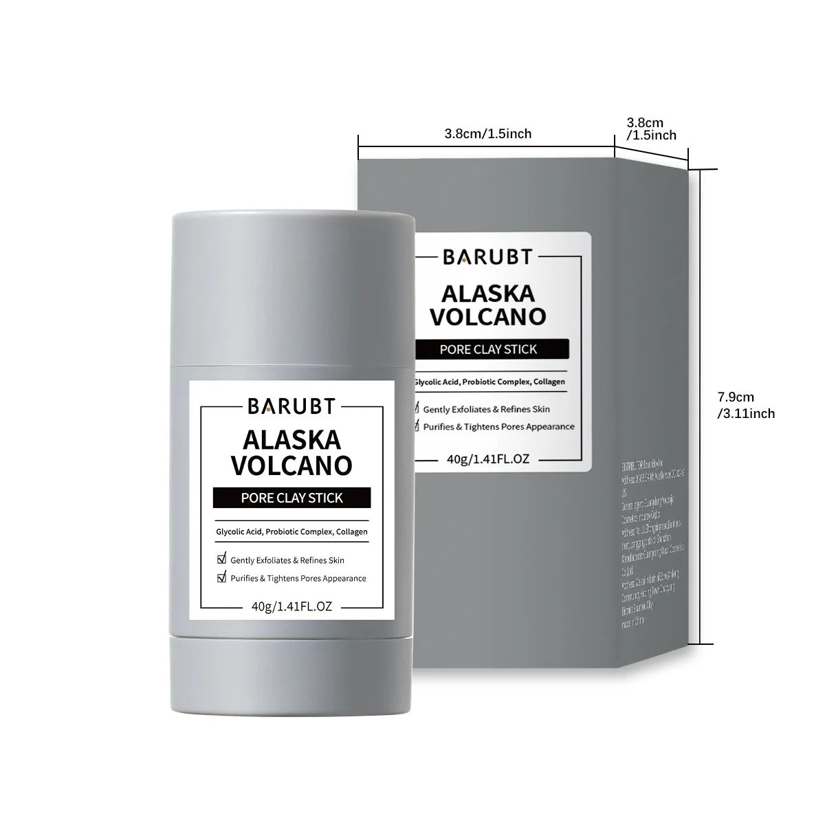 SKINTIFIC Alaska Volcano Pore Clay Stick Cleansing Blackhead Remover Face Mask Stick with Natural Clay Gentle Exfoliating Smoothing Skin Non-Drying Skincare