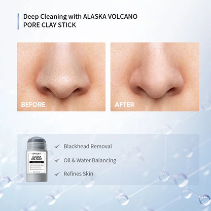 SKINTIFIC Alaska Volcano Pore Clay Stick Cleansing Blackhead Remover Face Mask Stick with Natural Clay Gentle Exfoliating Smoothing Skin Non-Drying Skincare