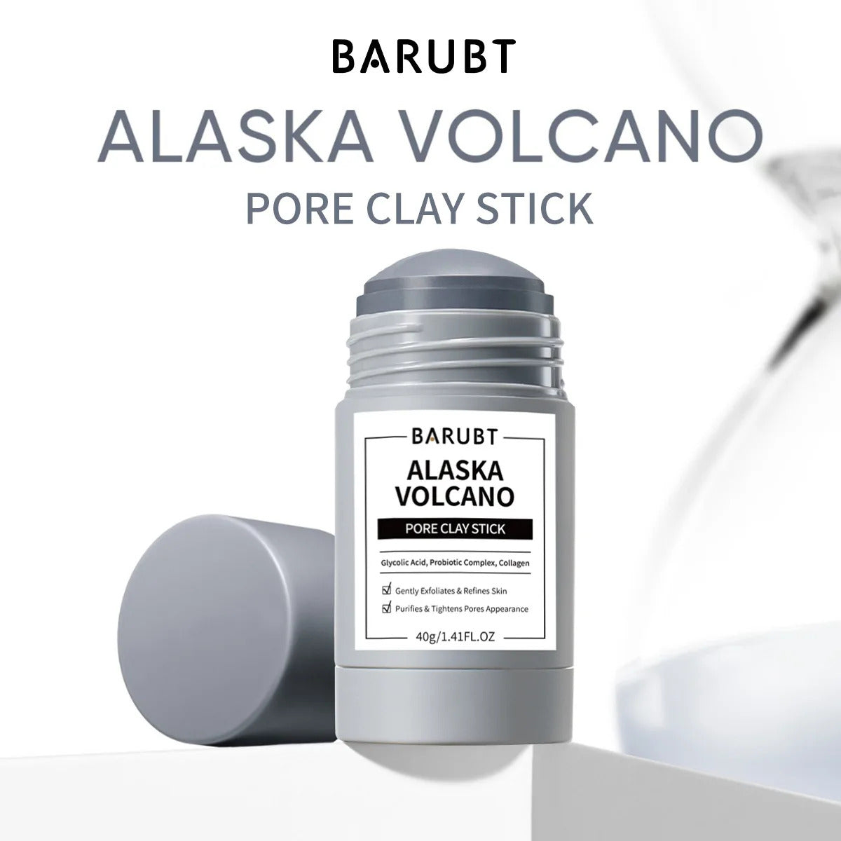 SKINTIFIC Alaska Volcano Pore Clay Stick Cleansing Blackhead Remover Face Mask Stick with Natural Clay Gentle Exfoliating Smoothing Skin Non-Drying Skincare